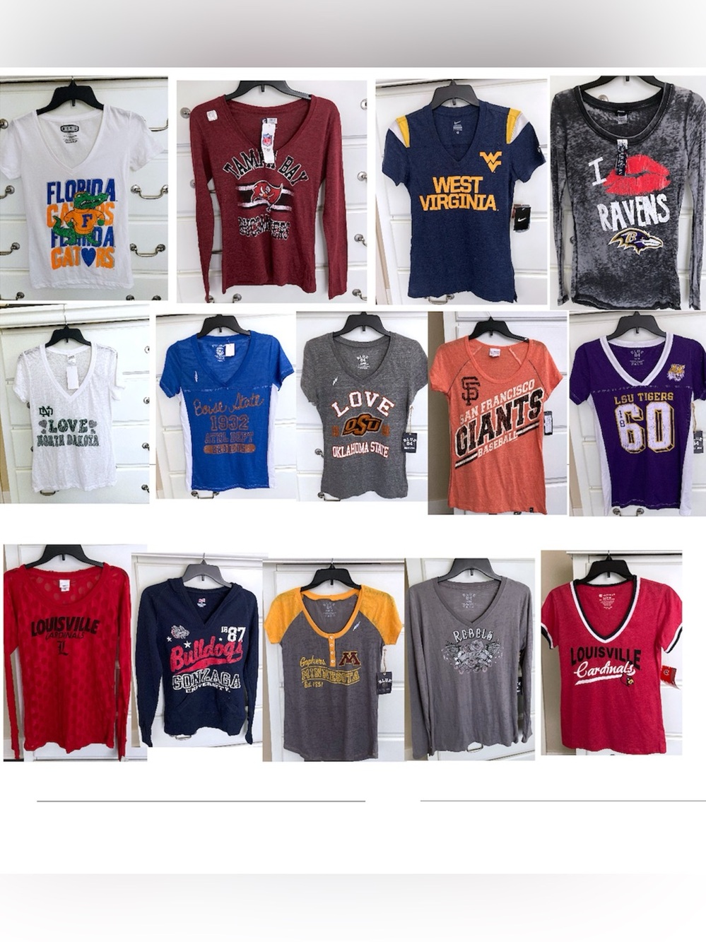14pc New Sports T-Shirts Women's Football Baseball Officially Licensed Bundle